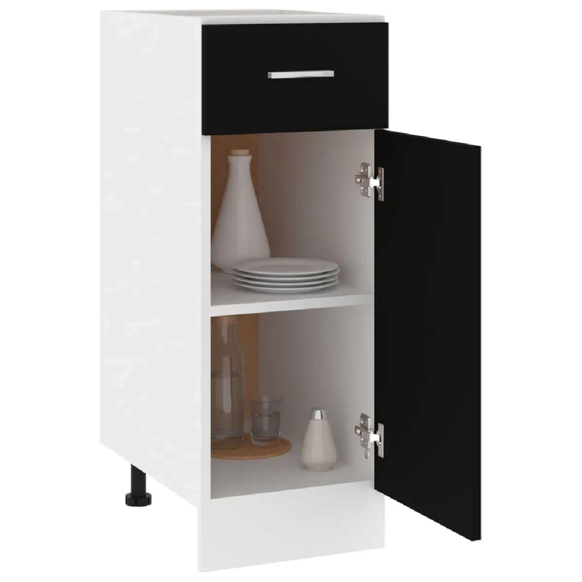 vidaXL Armoire à tiroir - Noir Aggloméré