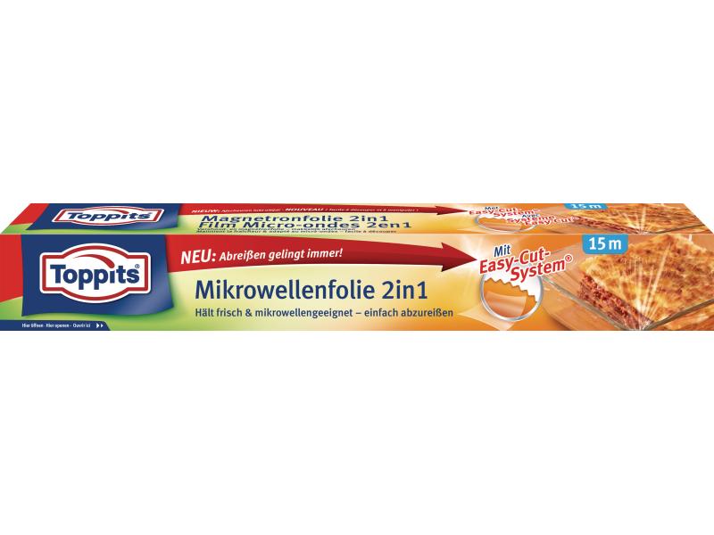 Toppits Mikrowellenfolie 2 in 1 1 Stück, Transparent Frischhalte- und Mikrowellenfolie
