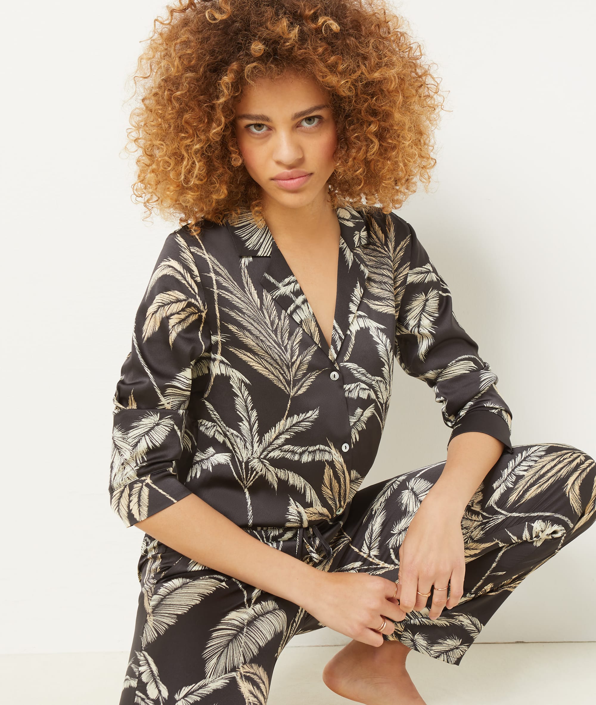 Chemise de pyjama satinée imprimée