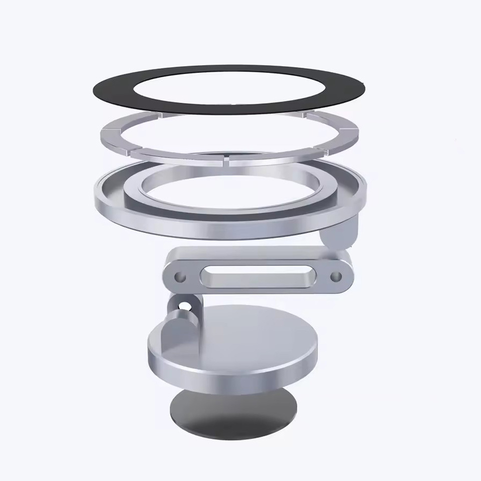 Universal Magnetische Auto KFZ 180° Smartphone Halterung inkl. Magnet Ring / 3M Klebepad - Grau
