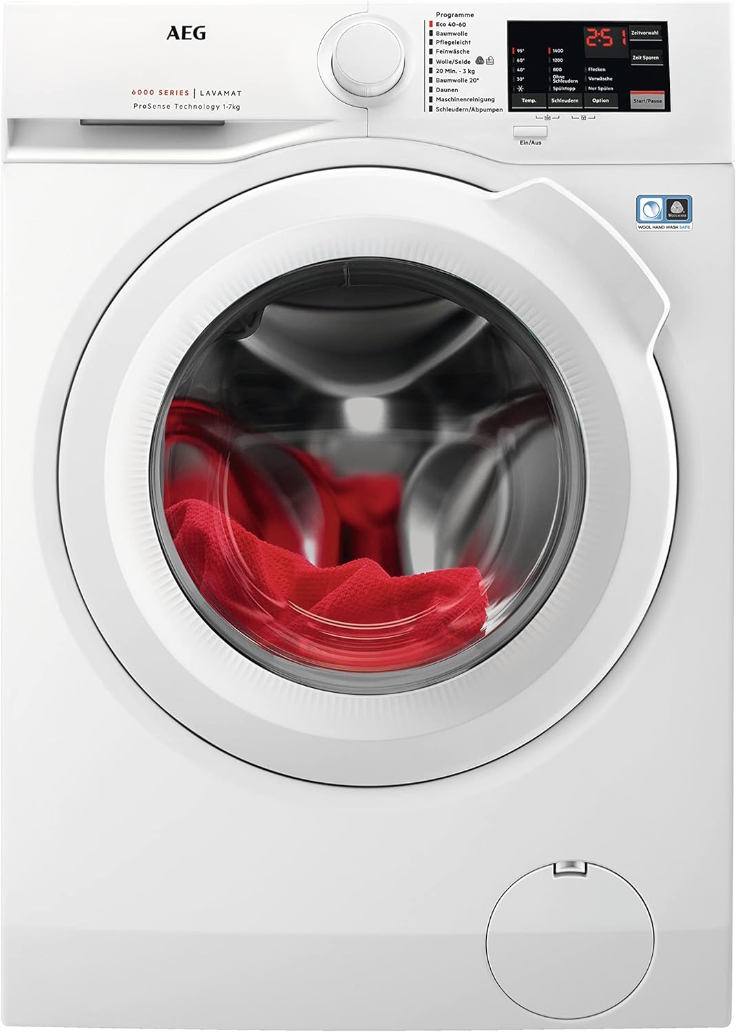 AEG Waschmaschine,7 kg, Serie 6000 ProSense - Mengenautomatik - Smarte Beladungserkennung, A, Nachlegefunktion, Leise, Inverter Motor, Wasserstopp, 1400 U/min, L6FBG51470