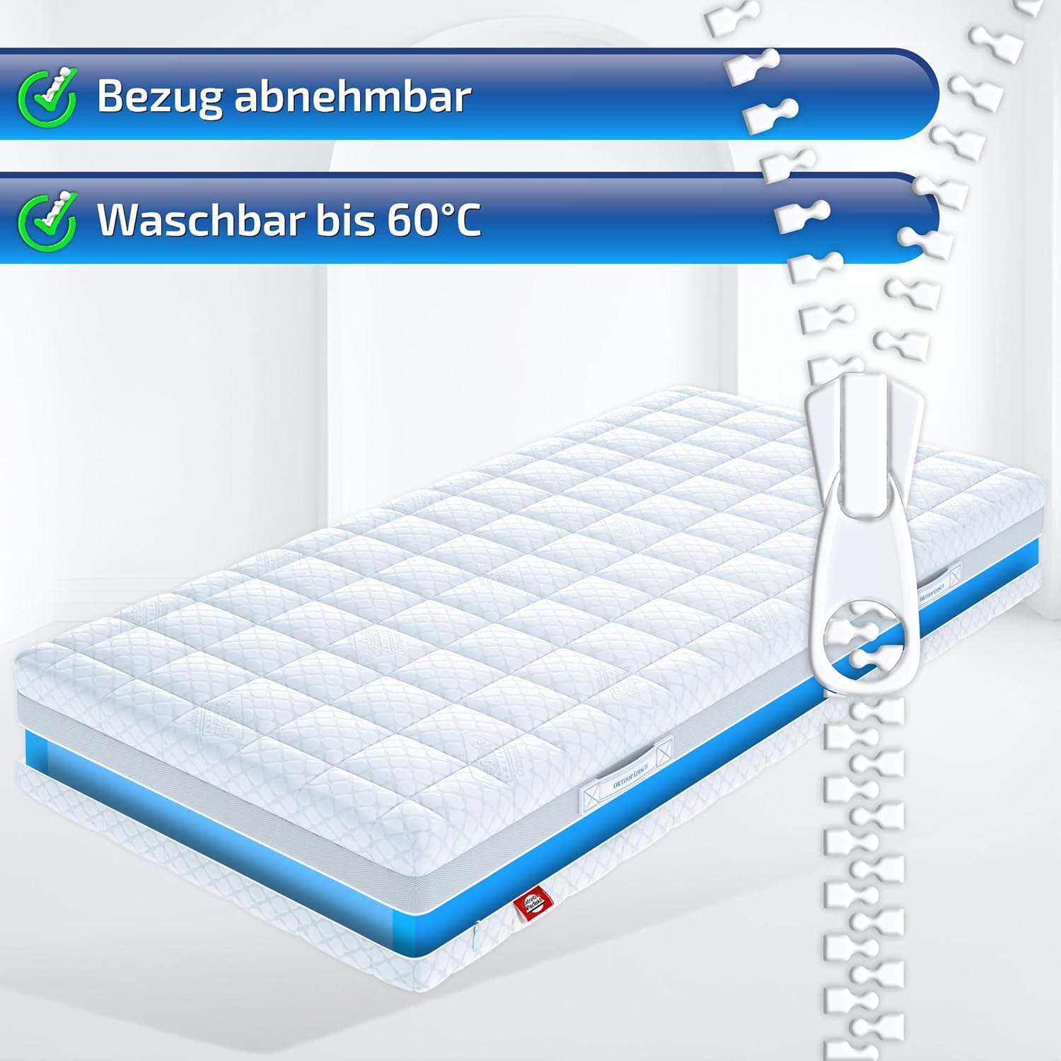 Matratzen Perfekt 9-Zonen Taschenfederkern Hamburg Deluxe 180 x 200 cm Härtegrad H4 Höhe 23 cm hoher Punktelastizität waschbarer Bezug (60°C)