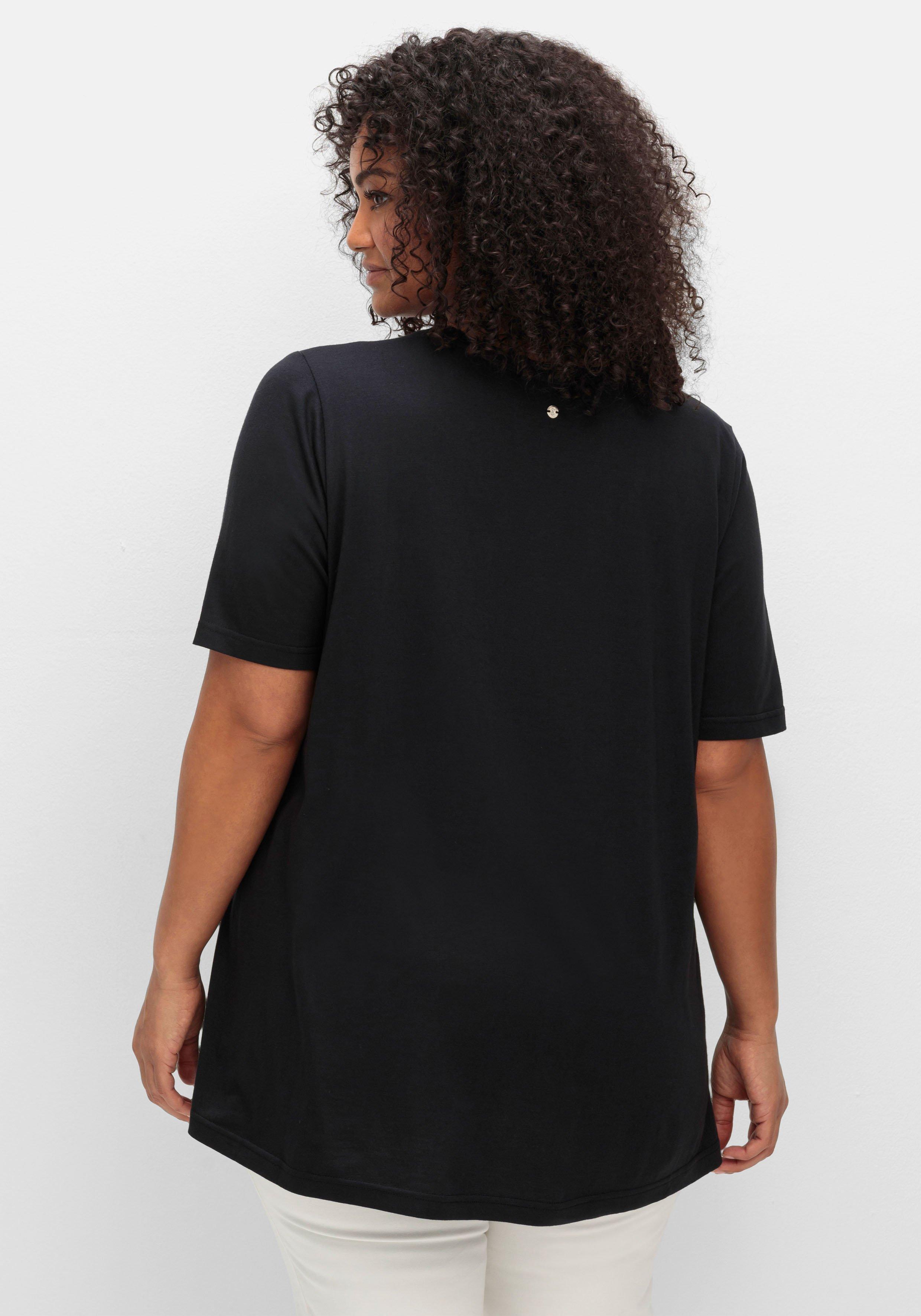 Shirt in A-Linie, mit Kellerfalten am Ausschnitt