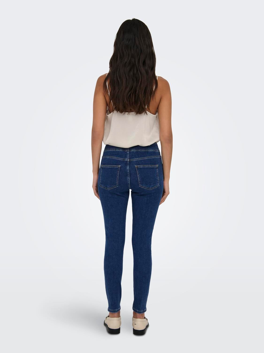 ONLBLUSH Hohe Taille Skinny Fit Jeans Dark Blue Denim