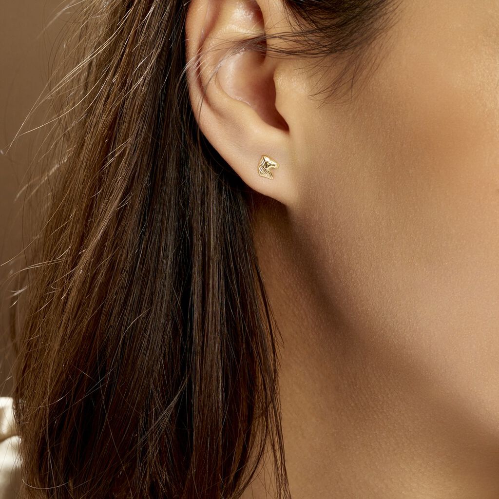 Boucles D'oreilles Puces Freyia Cheval Or Jaune