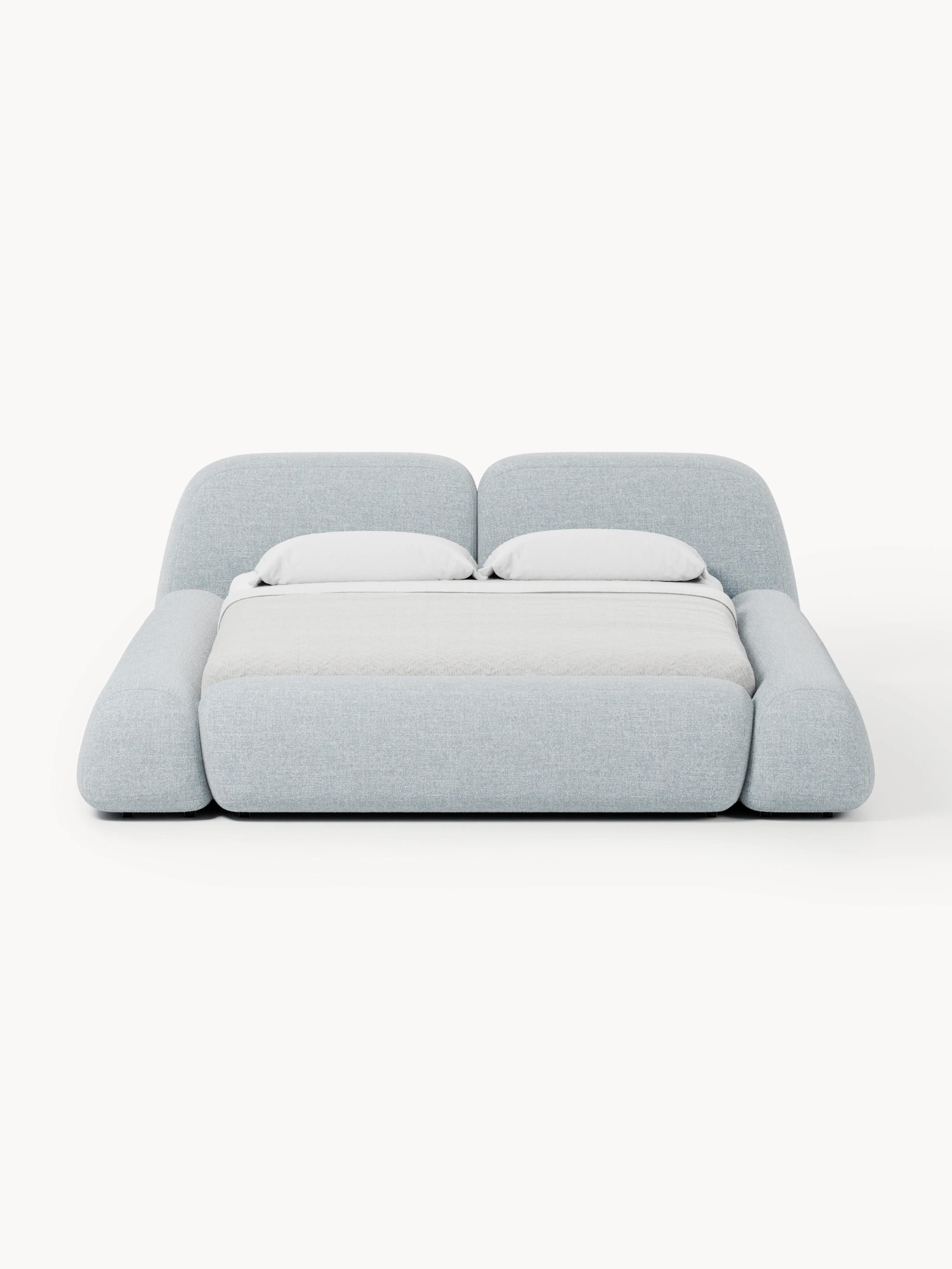 Bouclé gestoffeerd bed Wolke met opbergruimte