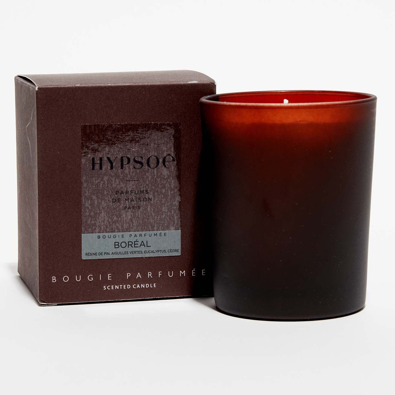 Hypsoé Bougie parfumée verre coloré dépoli Boréal - 1 mèche 50h