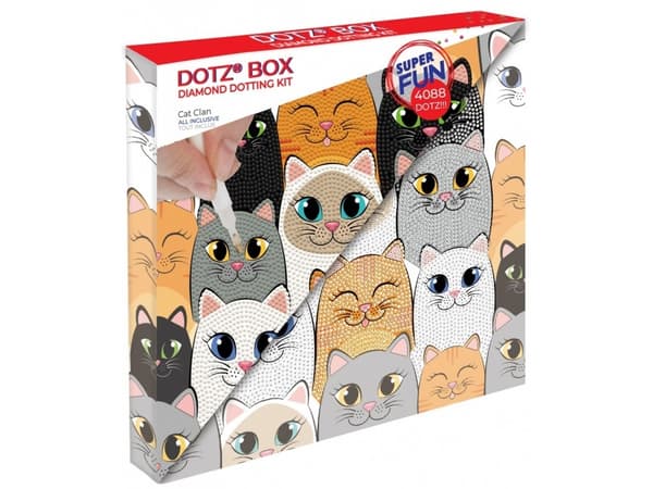 Diamond Dotz Diamond Mosaic, Cat Clan Sett, Full Color