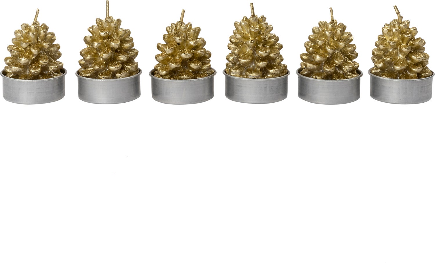 Intratuin waxinelicht Dennenappel goud 2 uur 3,7 x 3,7 x 4 cm 6 stuks