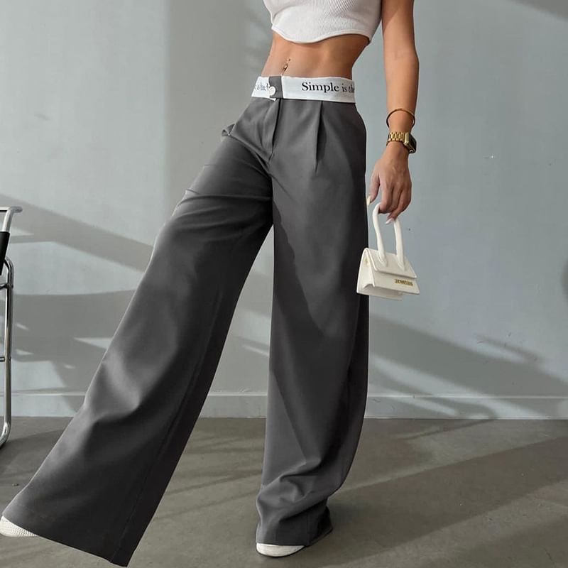 Sosana - Wijde broek met hoge taille en lettersprint