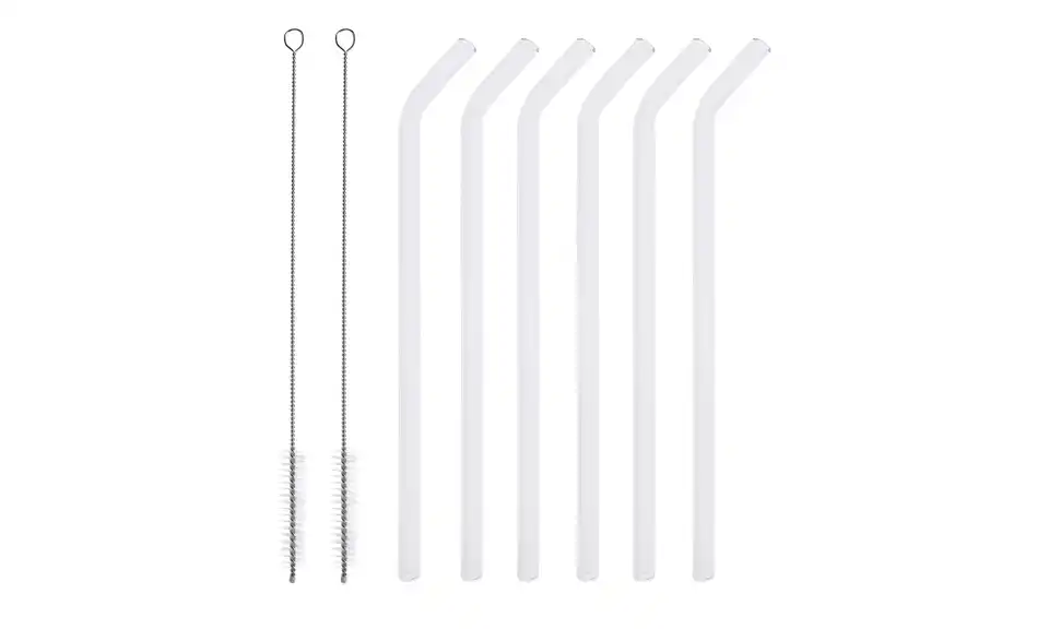 Peill+Putzler Glas-Trinkhalm-.Set transparent gebogen