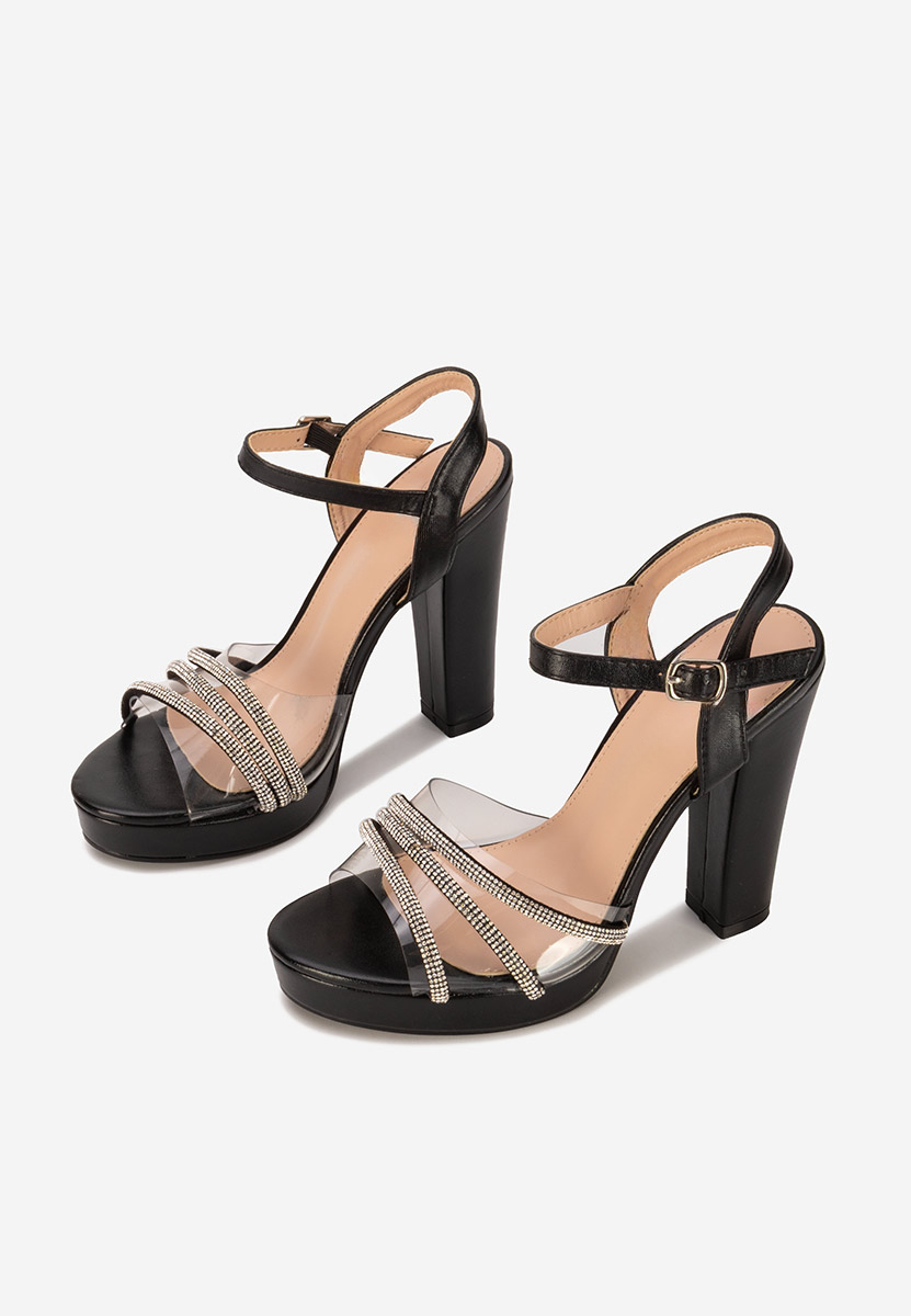 Sandales à talon épais noires Valarie