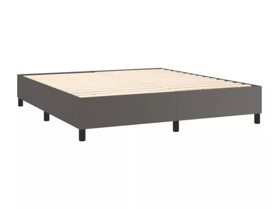 Sommier tapissier et matelas et LED Gris 180x200 cm Similicuir