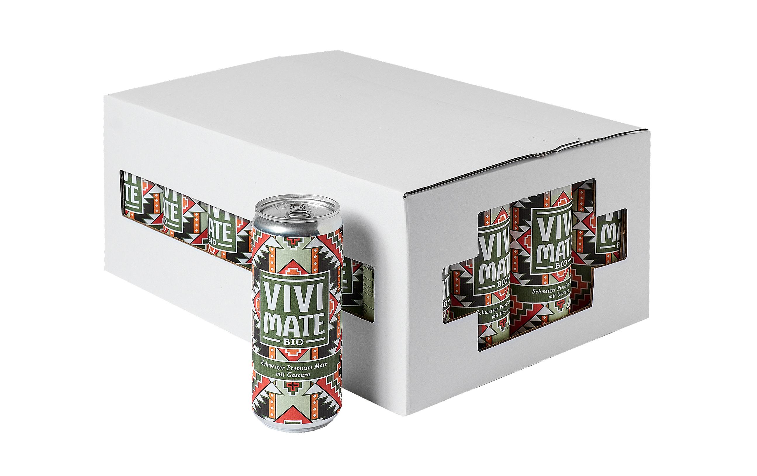 Soft-Drinks Bio Vivi Mate Cascara 24 x 0.33 lSchweizer Premium-Matetee mit Kaffeekirsche