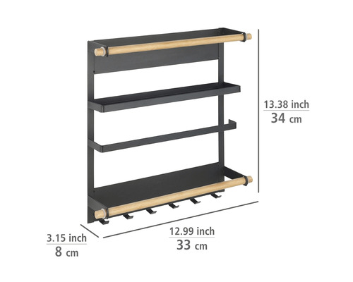 Magnetisch keukenplankje Wenko Magna zwart