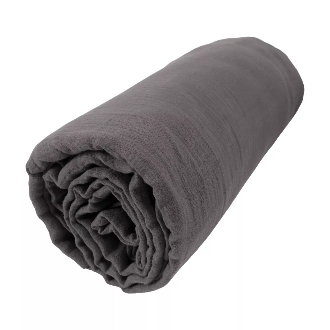Drap housse gaze de coton (90 x 200 cm) Gaïa Gris granit