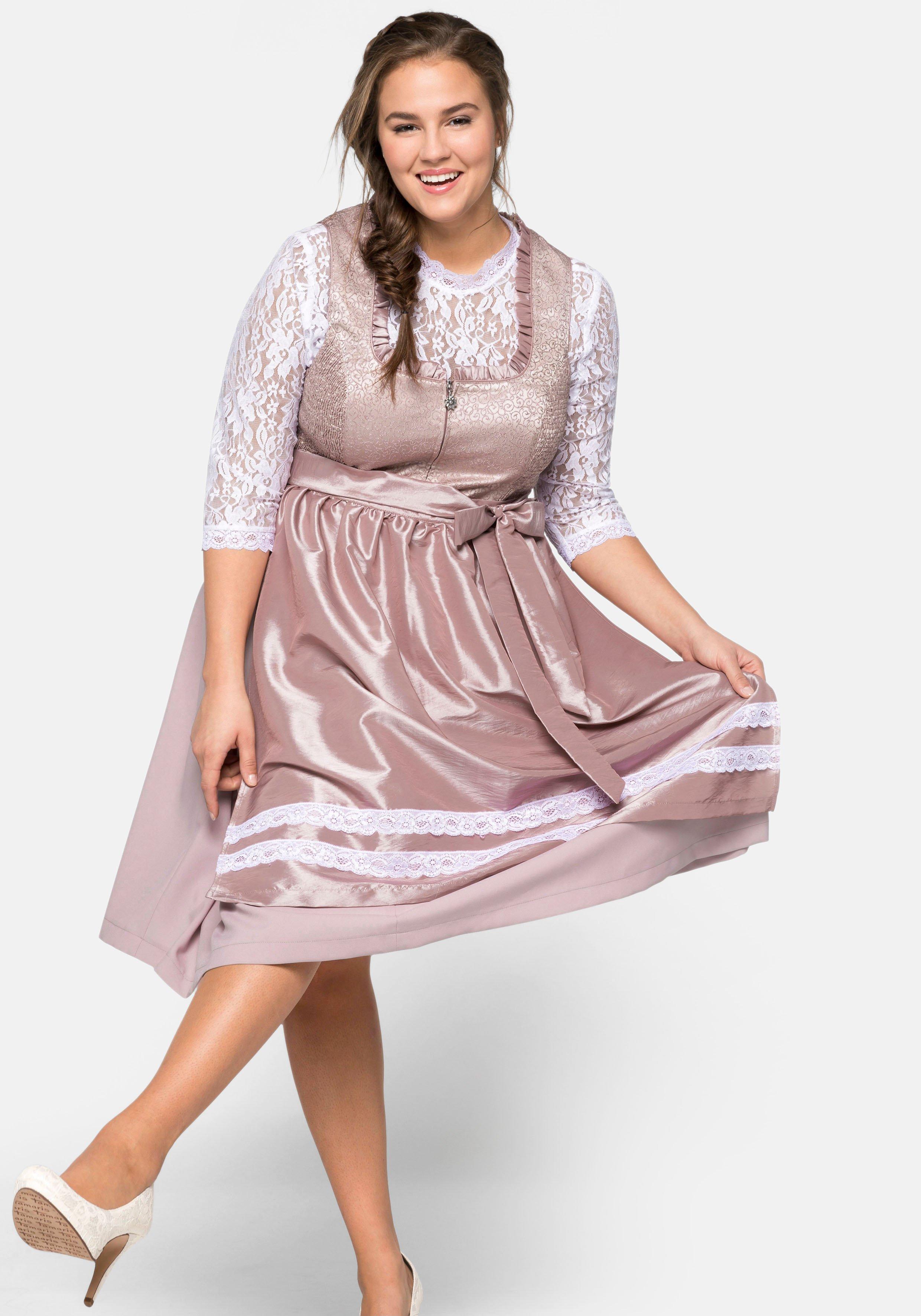 Dirndl 3-teilig mit Schürze und Spitzenbluse