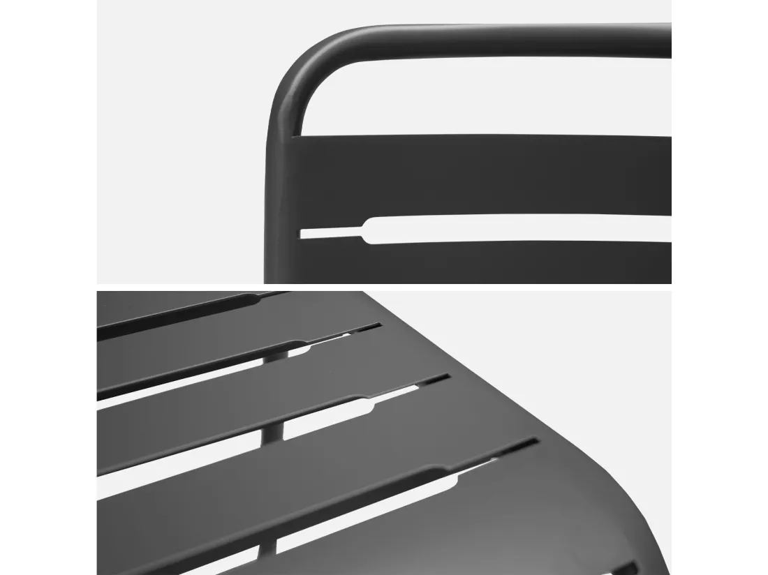 Lot de 2 chaises de jardin acier. 2 places. anthracite. Amelia. L44 x P52 x H79cm