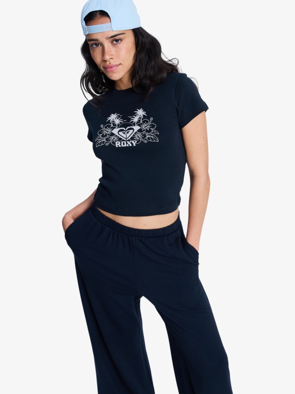 Beach Love T-shirt court Noir Femme
