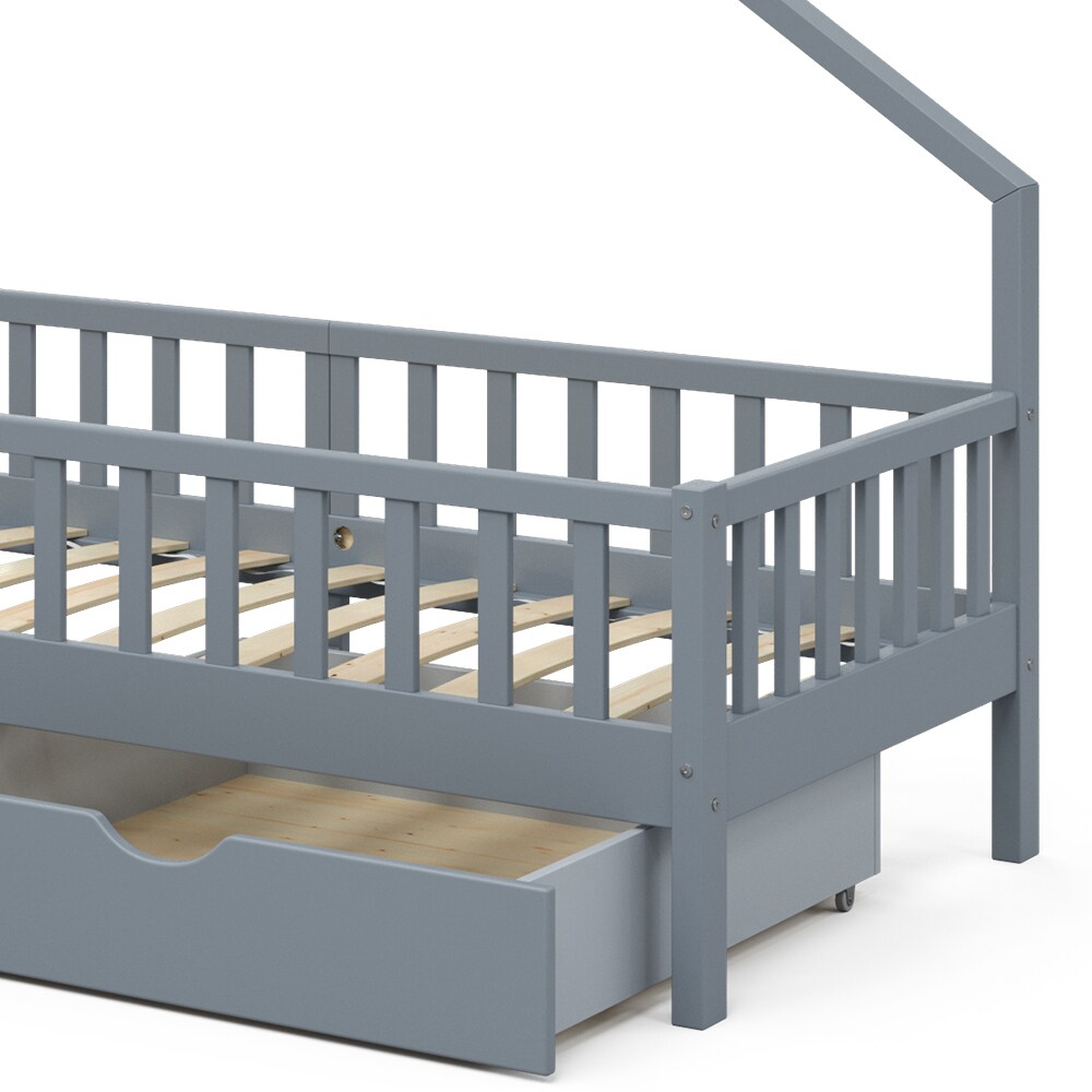 VitaliSpa Hausbett Kinderbett Spielbett Noemi 90x200cm Schubladen Rausfallschutz