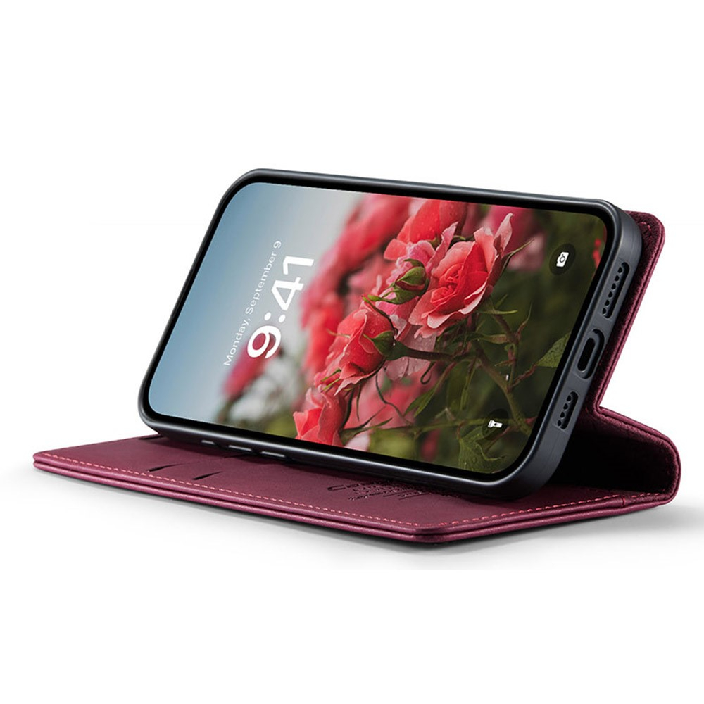 iPhone 16e Leder Tasche Flip Wallet Etui mit Kartenfächern (RFID Schutz) - Rot