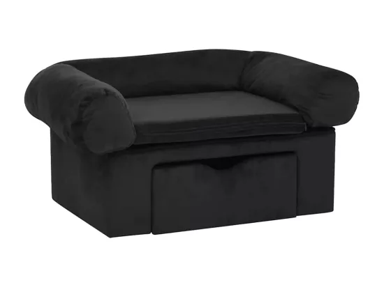 Canapé pour chien avec tiroir Noir 75x50x38 cm Peluche