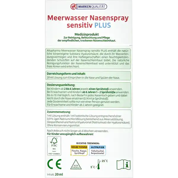 Meerwasser Nasenspray Sensitiv PLUS