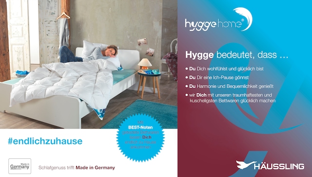 Haeussling Daunenbettdecke »Hygge Home, Bettdecken für Sommer und Winter, Ganzjahresdecke, Decke« normal Füllung weisseneue90Daunenund10FedernKl1 1 Stk. tlg. Bettdecke 135x200 cm, 155x220 cm & weitere Grössen