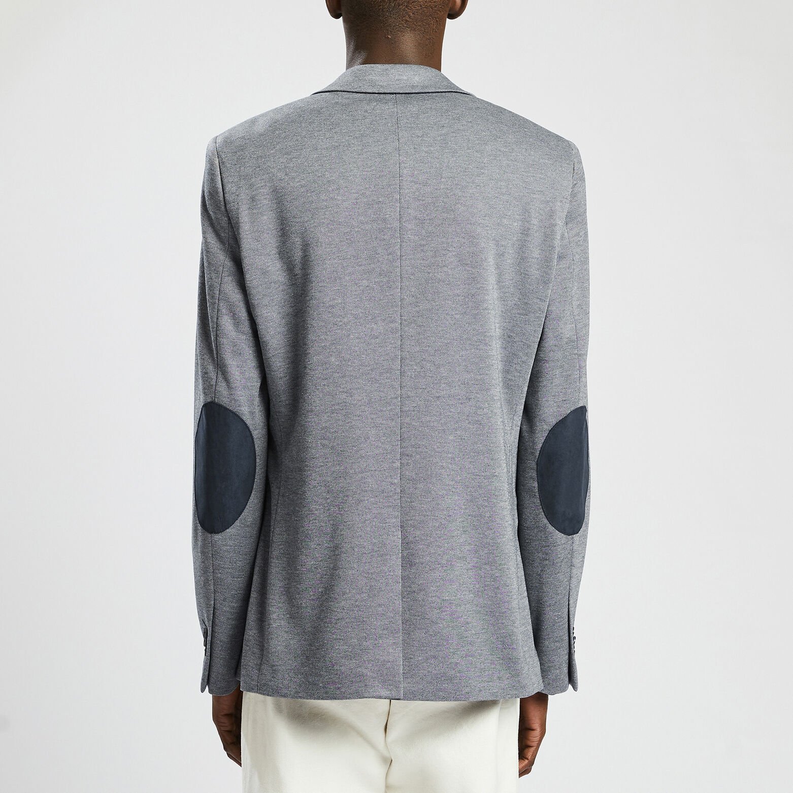 Veste slim maille avec coudières Bleu moyen