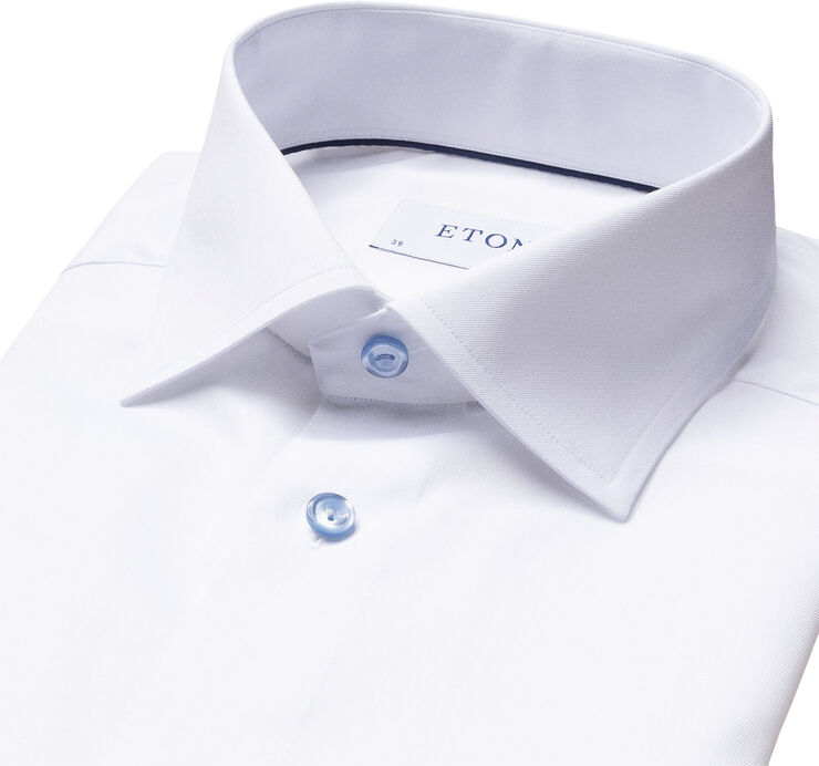 ETON White Twill Shirt Blue Details - Slim Fit Hvid