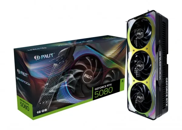 Palit GeForce RTX 5080 GameRock - Grafikkort - GeForce RTX 5080 - 16 GB GDDR7 - PCI Express 5.0 - HDMI, 3 x DisplayPort - boks