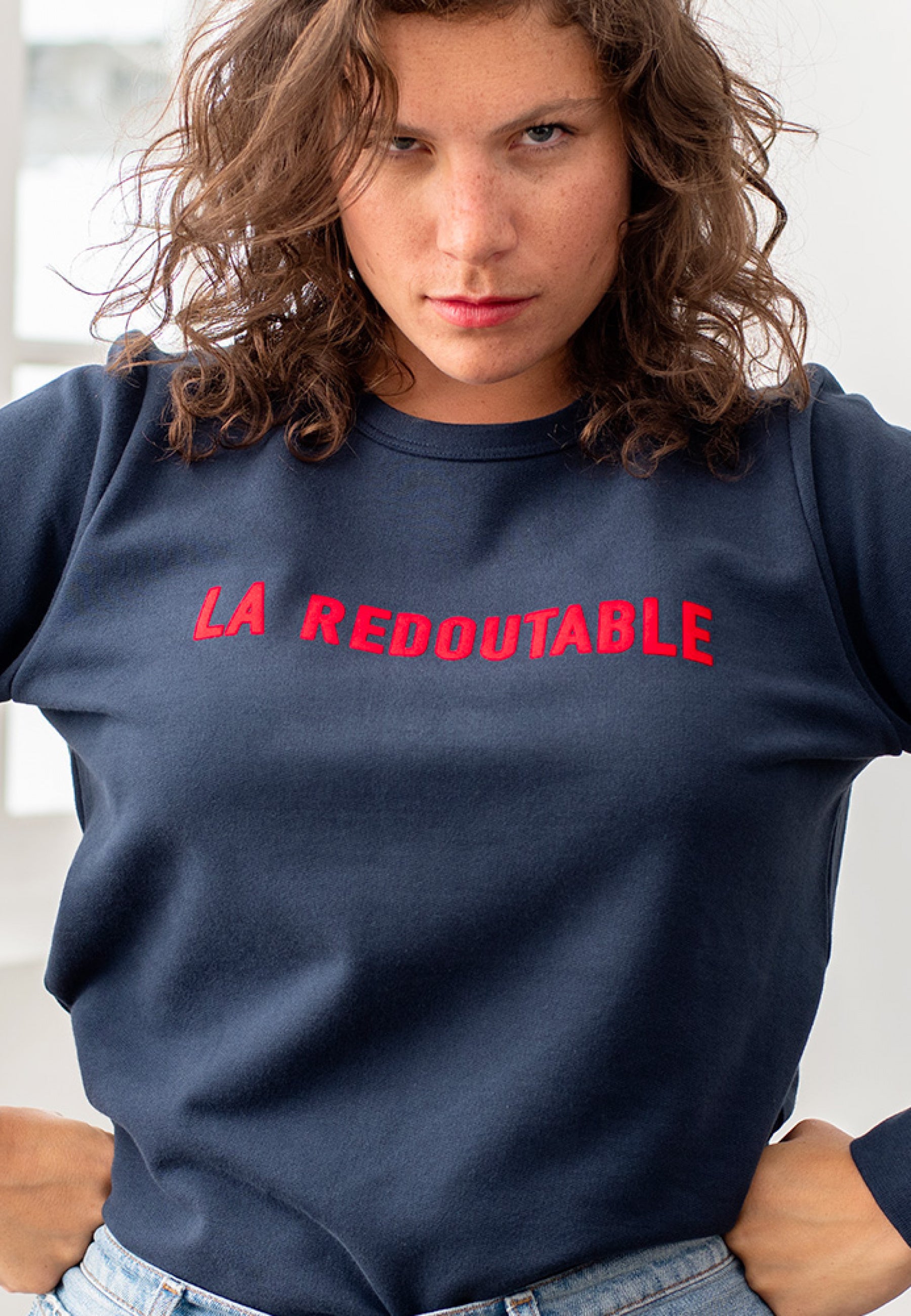 Sweat-shirt floqué en coton-La Cassandre Marine