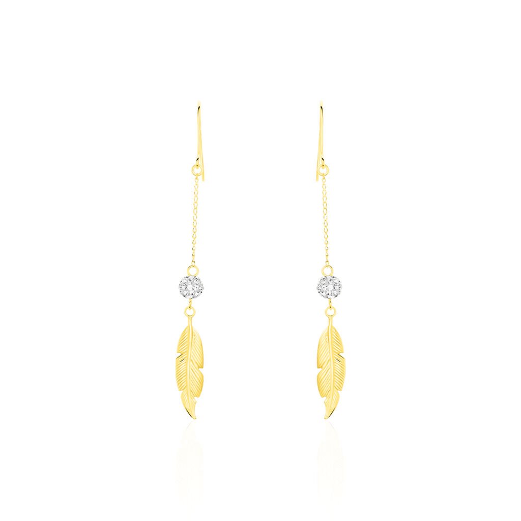 Boucles D'oreilles Pendantes Powoo Or Jaune Strass