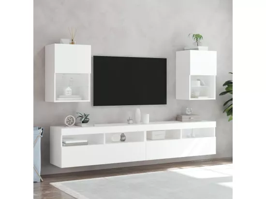 Meuble TV avec lumières LED blanc 40,5x30x60 cm