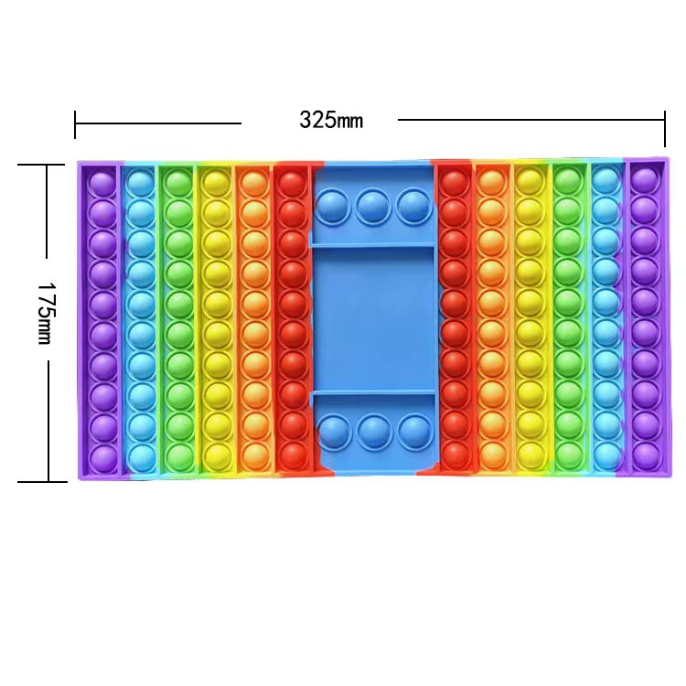 (32.5x17.5cm) XXL Anti Stress Silikon Bubbles Pop It Fidget Spiel   Spielwürfel - Regenbogen