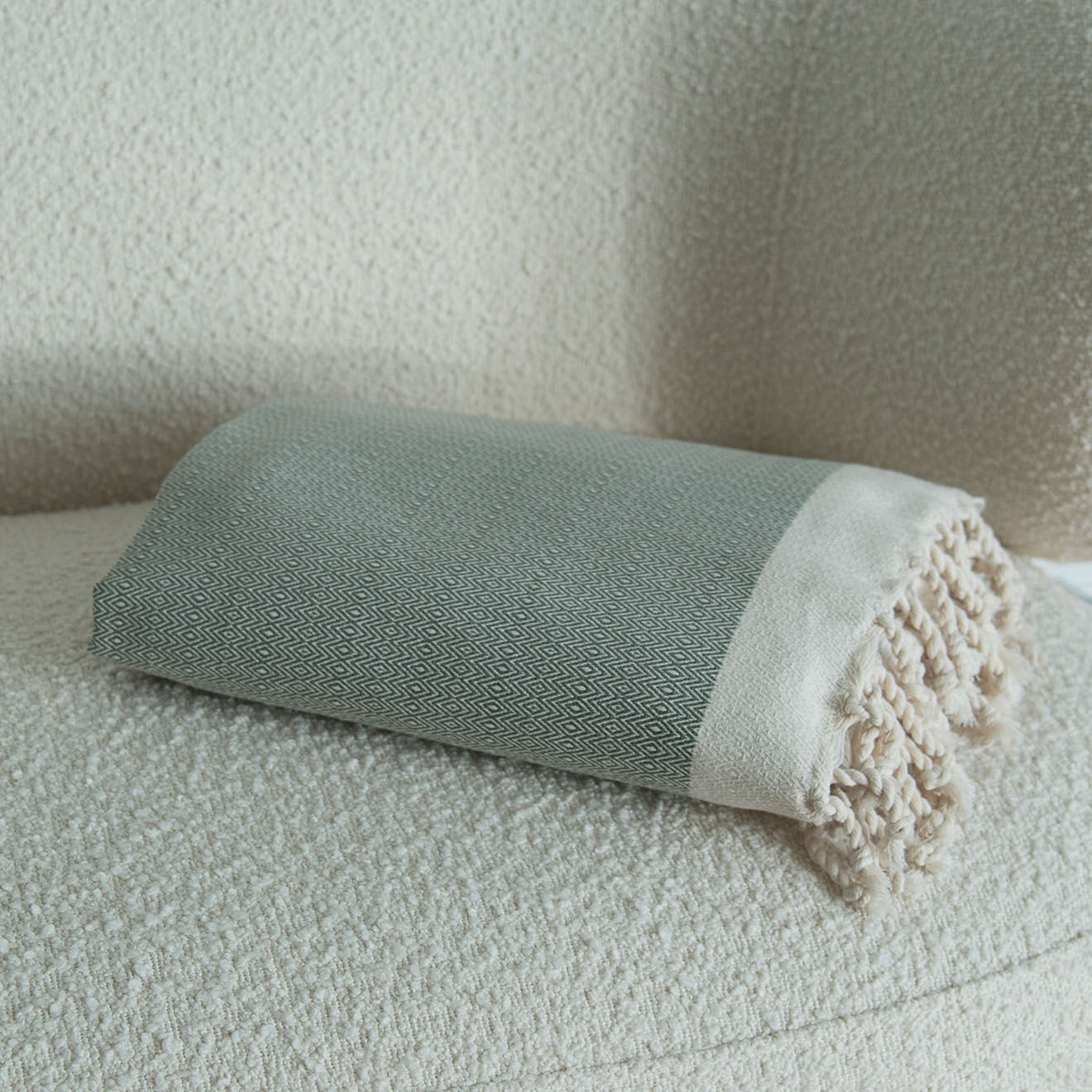 Febronie Plaid coton Courchevel olive