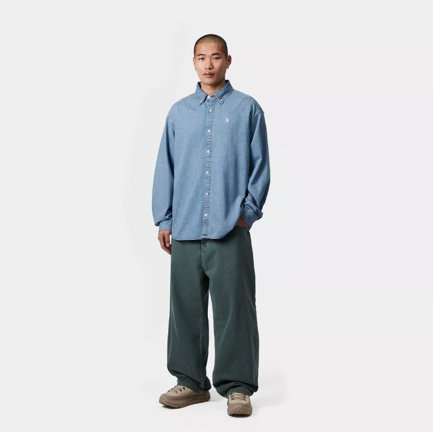 Carhartt WIP LS Lucas Shirt Blue Bleached