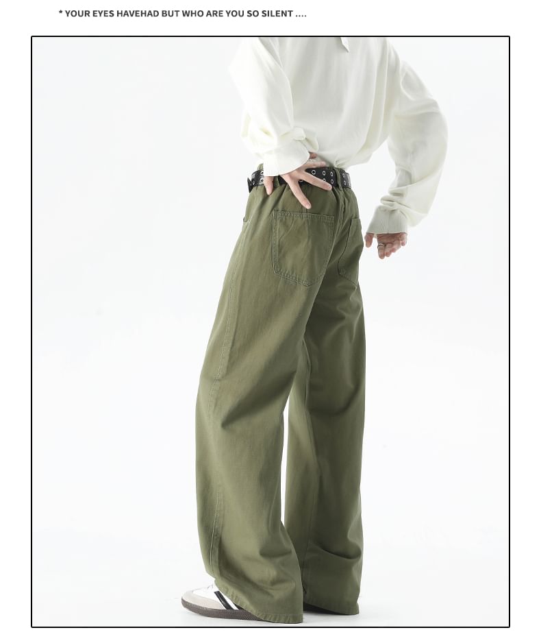 AXEN - Mid Rise Plain Straight Leg Broek
