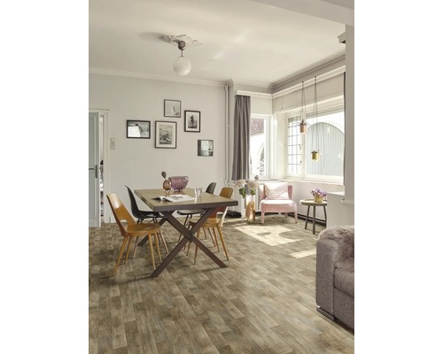 PVC vloer emoji tegel beige-blauw-bruin 472M 200 cm breed (per meter verkocht)