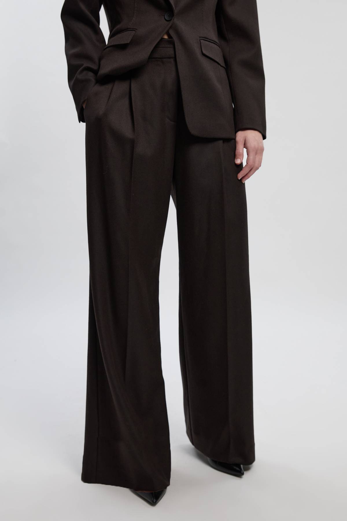 KarenMillen Pantalon Tailleur Chiné à Jambes Larges
