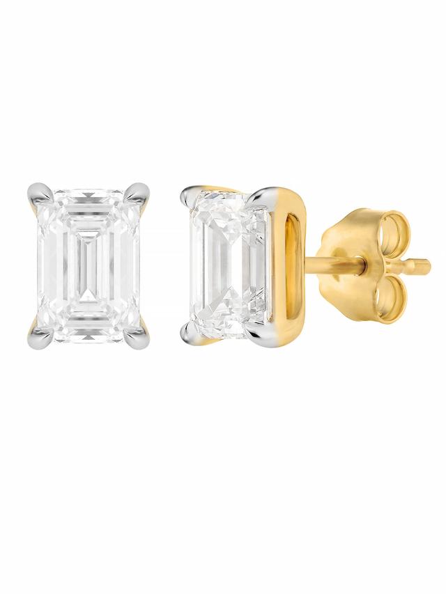 Brillant-Ohrstecker, 2.0 ct., Emerald-Cut, LG, Gold 585