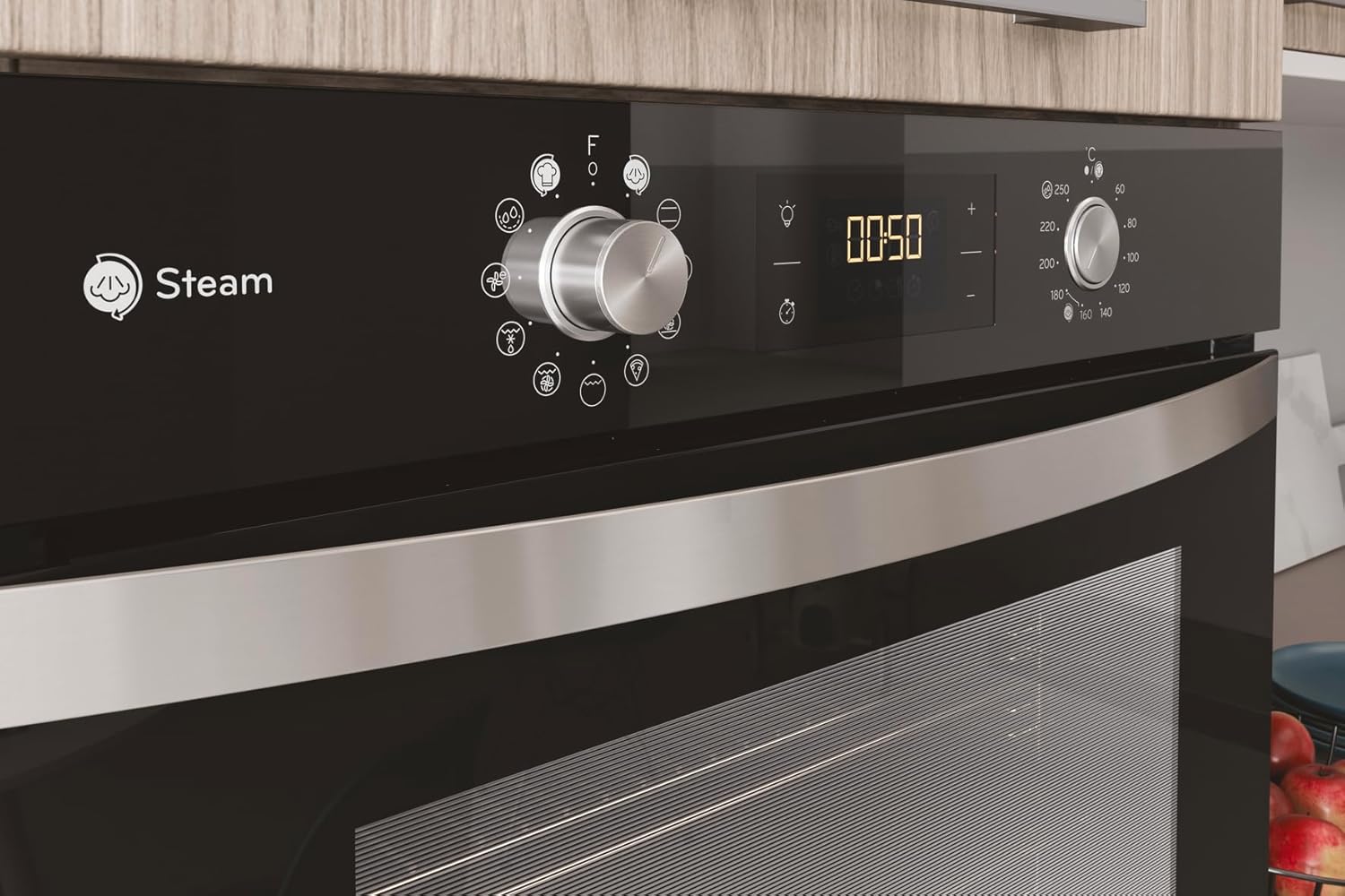 Privileg PBWK3 JH8S BLG Einbau-Backofen mit Hydrolyse und Dampffunktionen/ 71 l/Hydrolyse/CLICK und CLEAN/Multi-Level-Kochen/Pizzafunktion/Freasy Cook