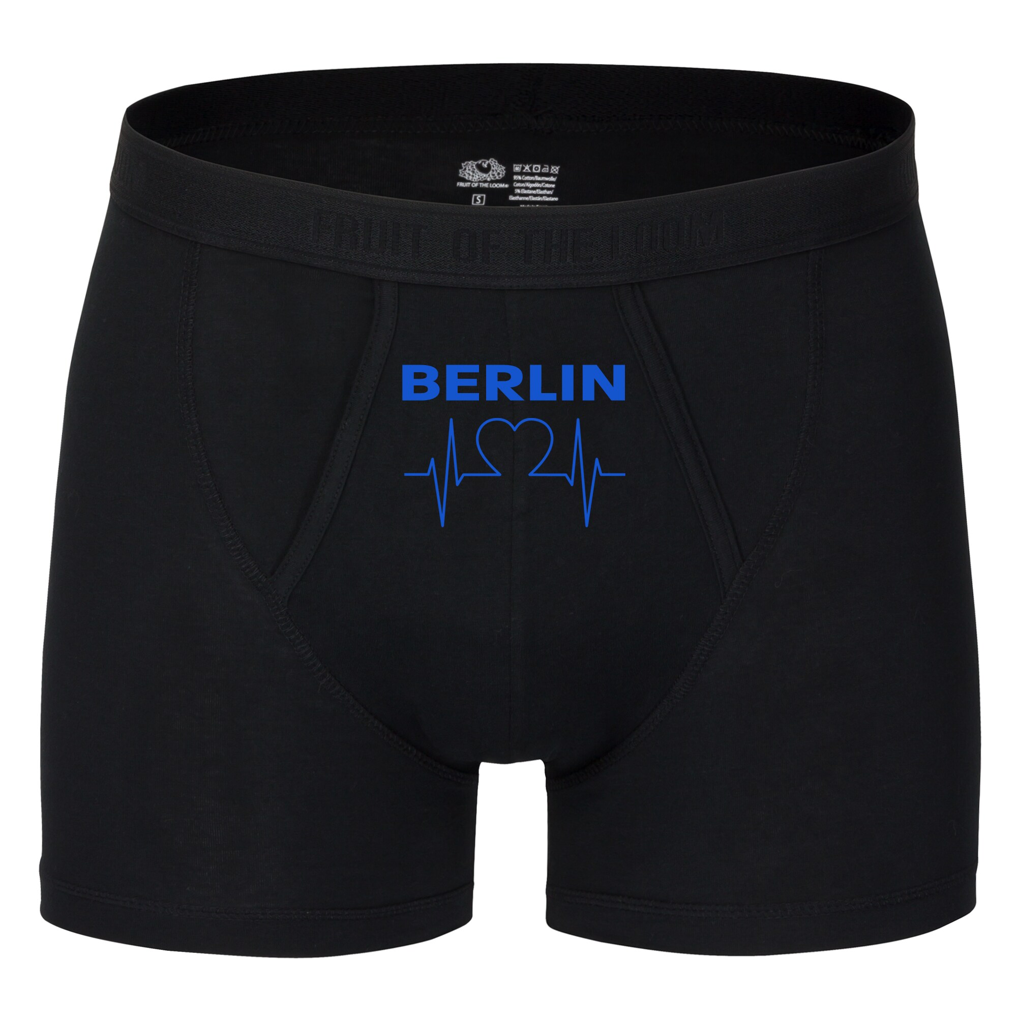 multifanshop® Herren Boxer Short - Berlin blau - Herzschlag - Druck blau