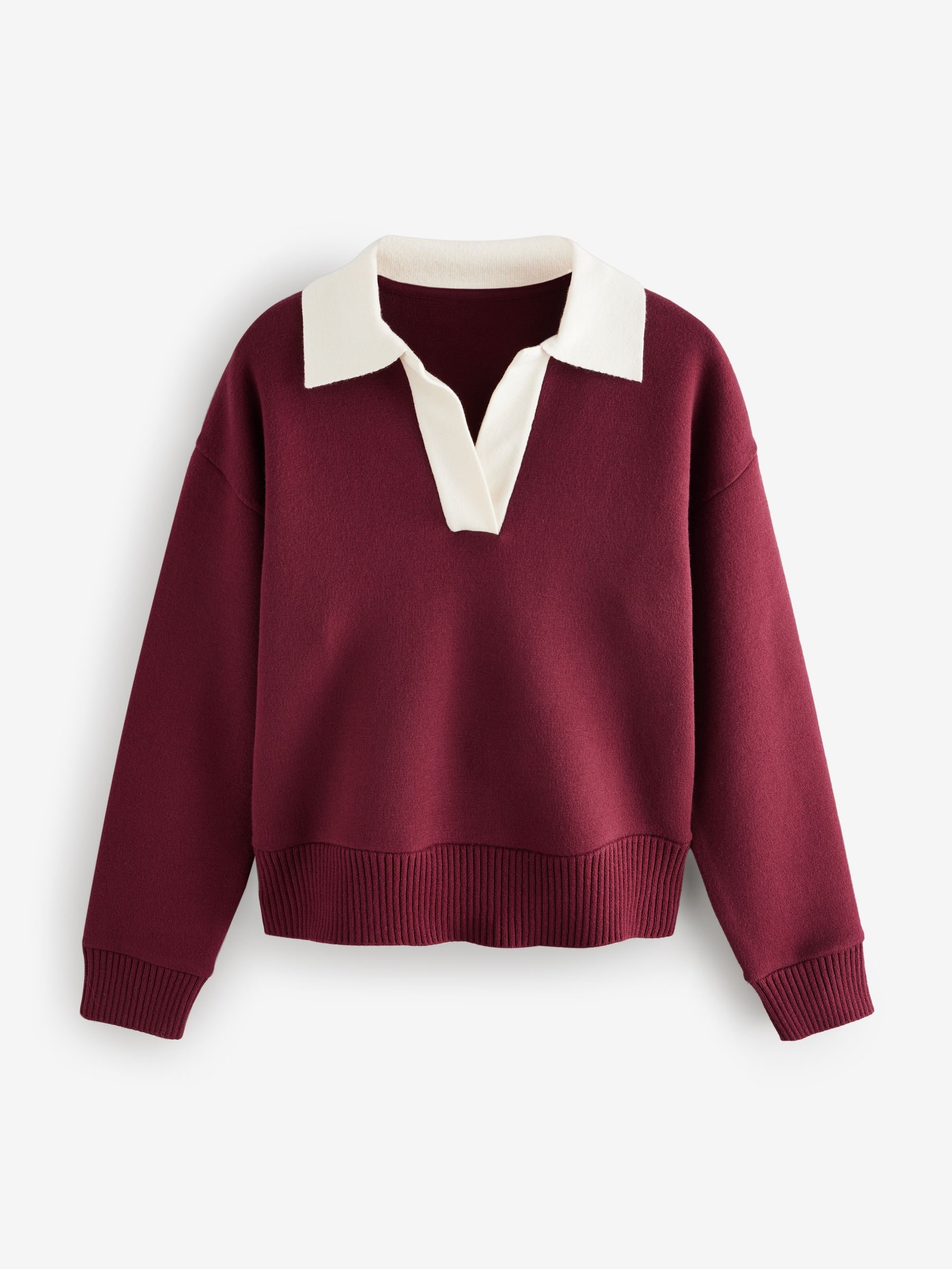 Bordeauxrood/ecru - Soft Touch Polo Jumper