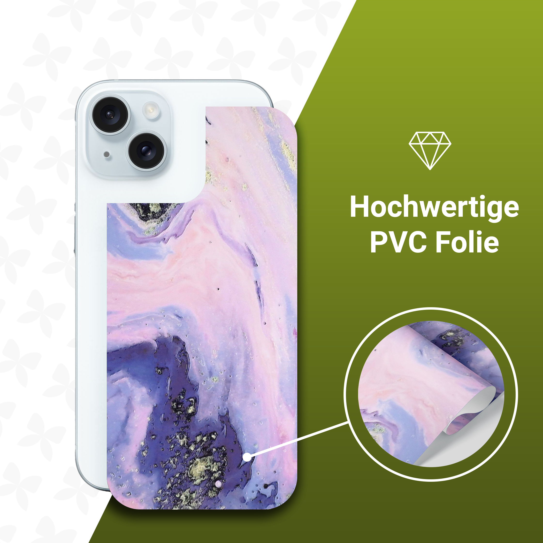 (2er Set) iPhone 14 Backcover Schutzfolie Swiss Made - Blueberry Marble