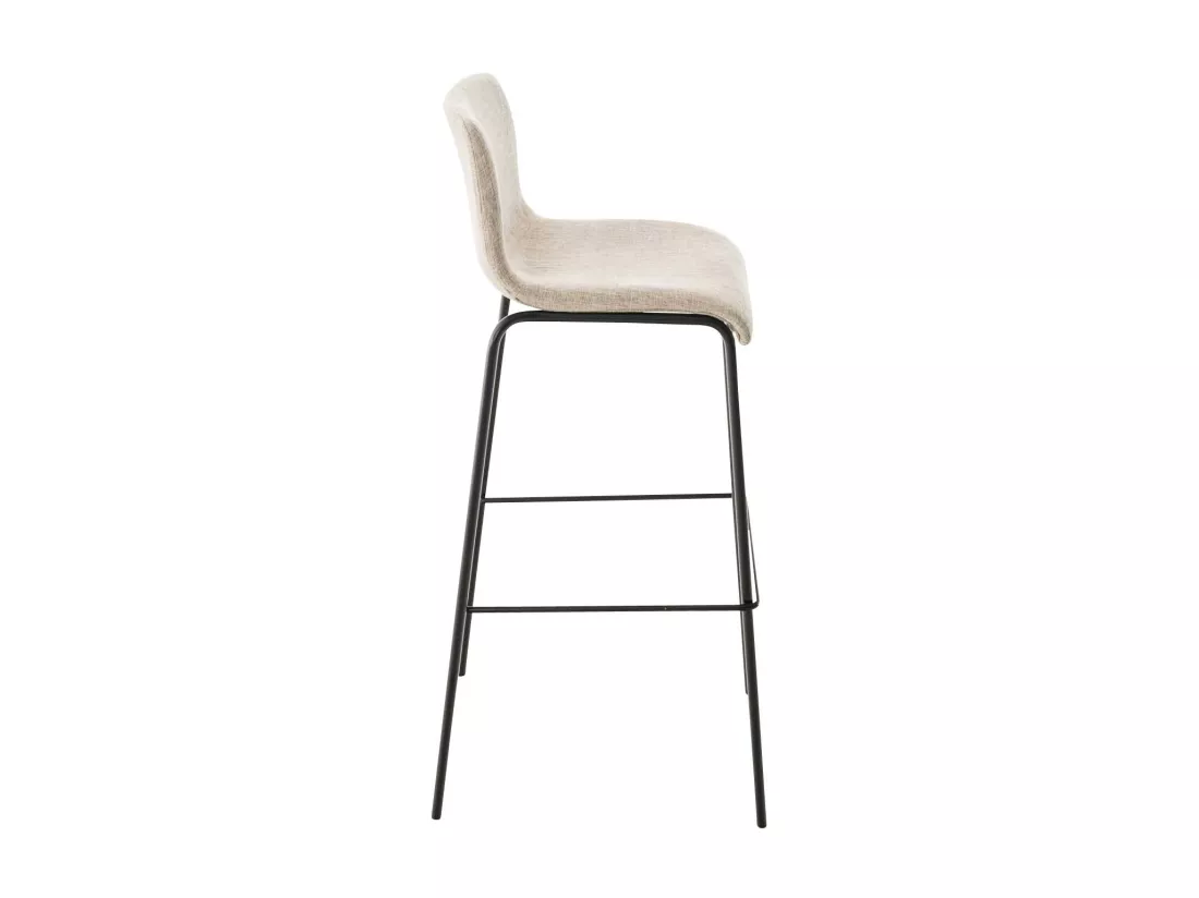 Tabouret de bar - Tissu & Noir - Crème - Hover