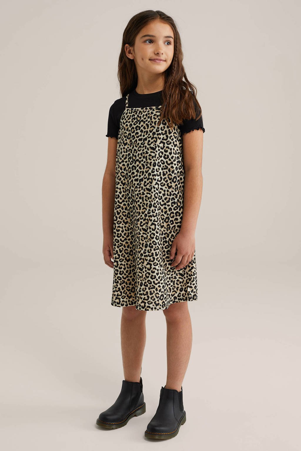WE Fashion overgooier zomerjurk beige