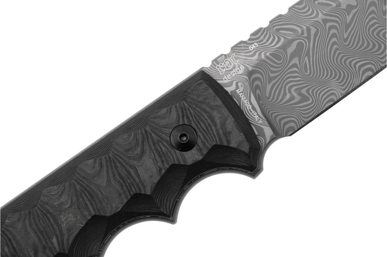 Fox Knives Ryu FX-634-DCFB, Balbachdamast Herringbone, Black Camo Carbon Fiber, vaststaand mes, Black Roc Knives design