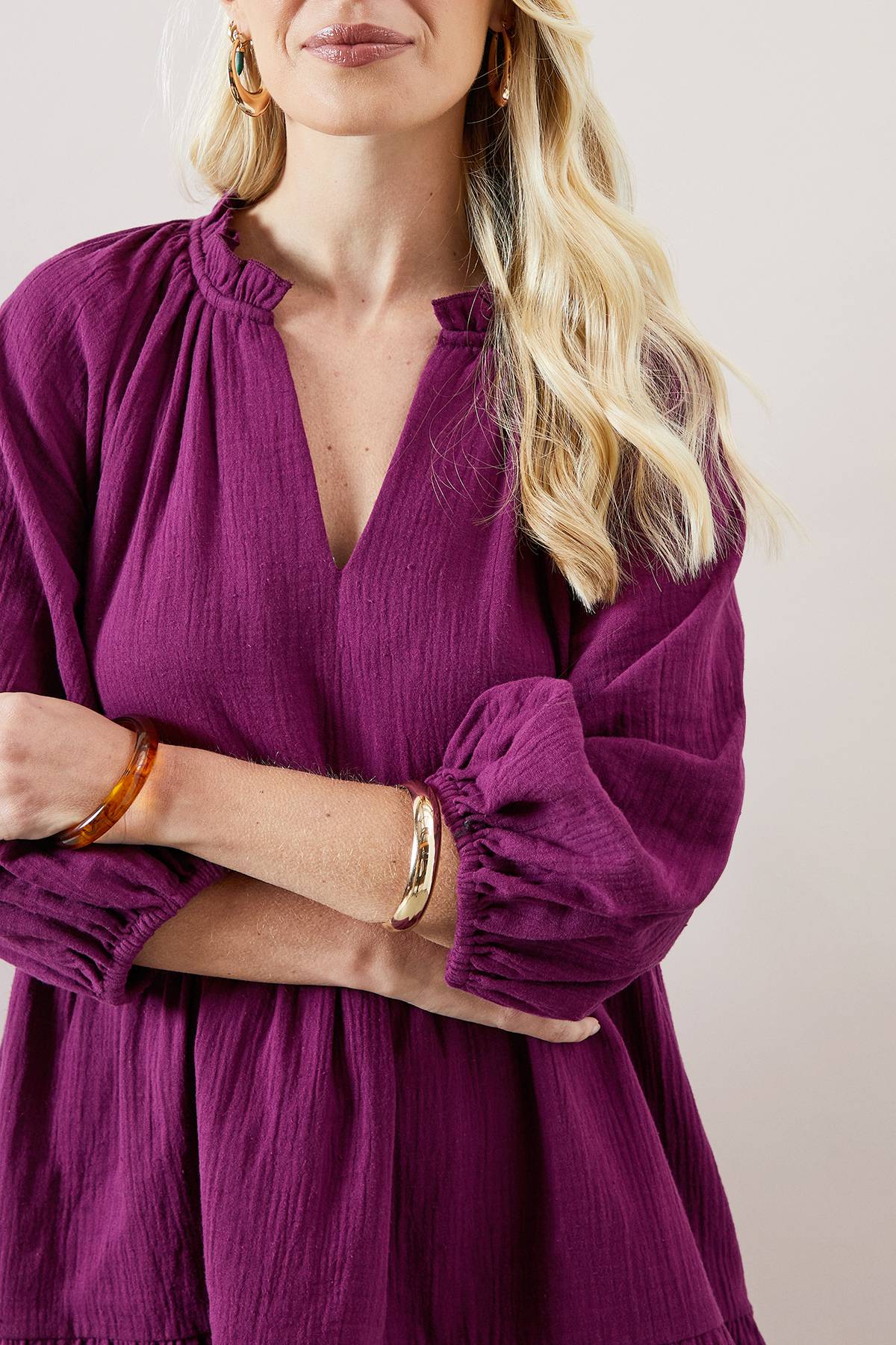 Wallis Robe Smock Étagée Texturée Petite