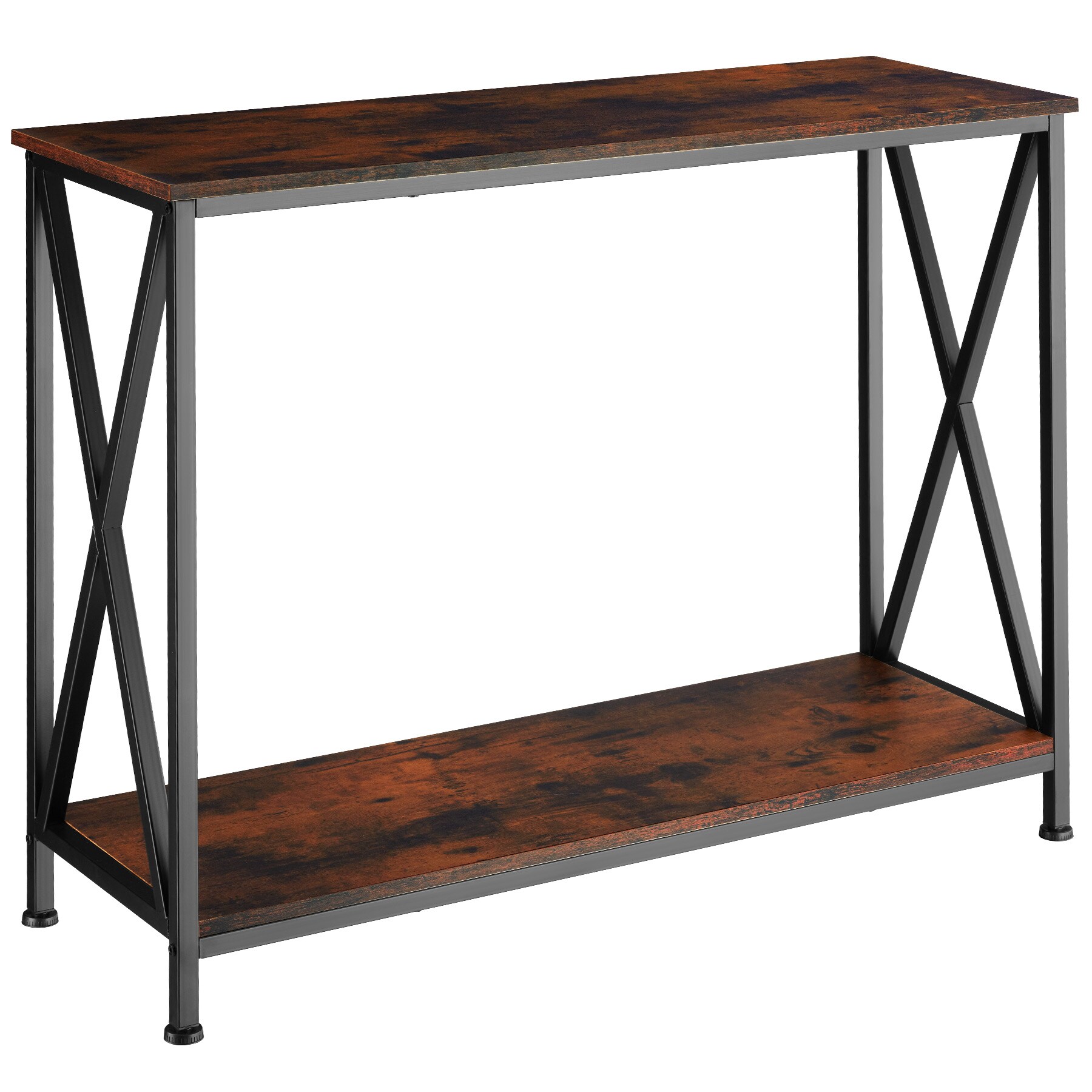 tectake® Konsolentisch, Industrial Style, mit 2 Ablagen und seitliche X-Streben, 100 x 35 x 80,5 cm